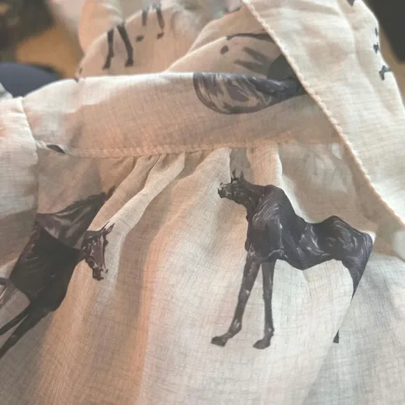 Tasha Polizzi Stallion Print Chiffon Blouse Button Down Shirt Size Medium - Picture 4 of 9